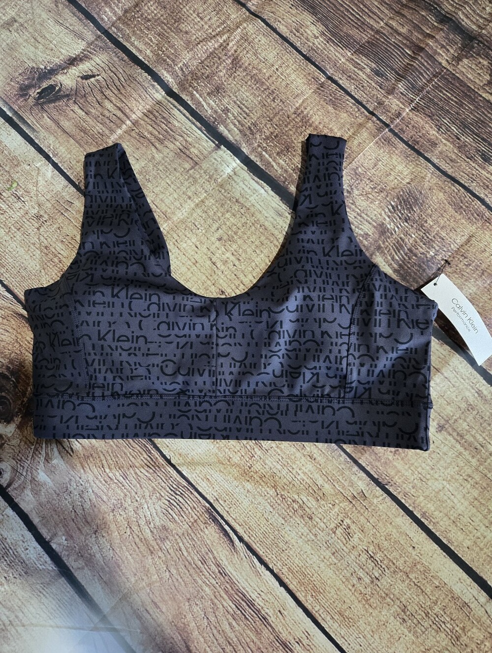Calvin Klein Black Logo-Print Wireless Sports Bra